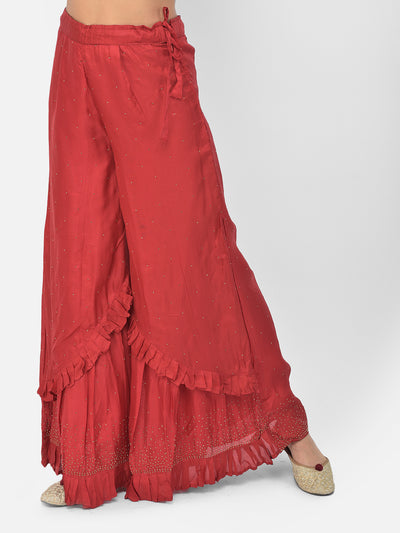 Neeru's maroon color silk fabric salwar kameez