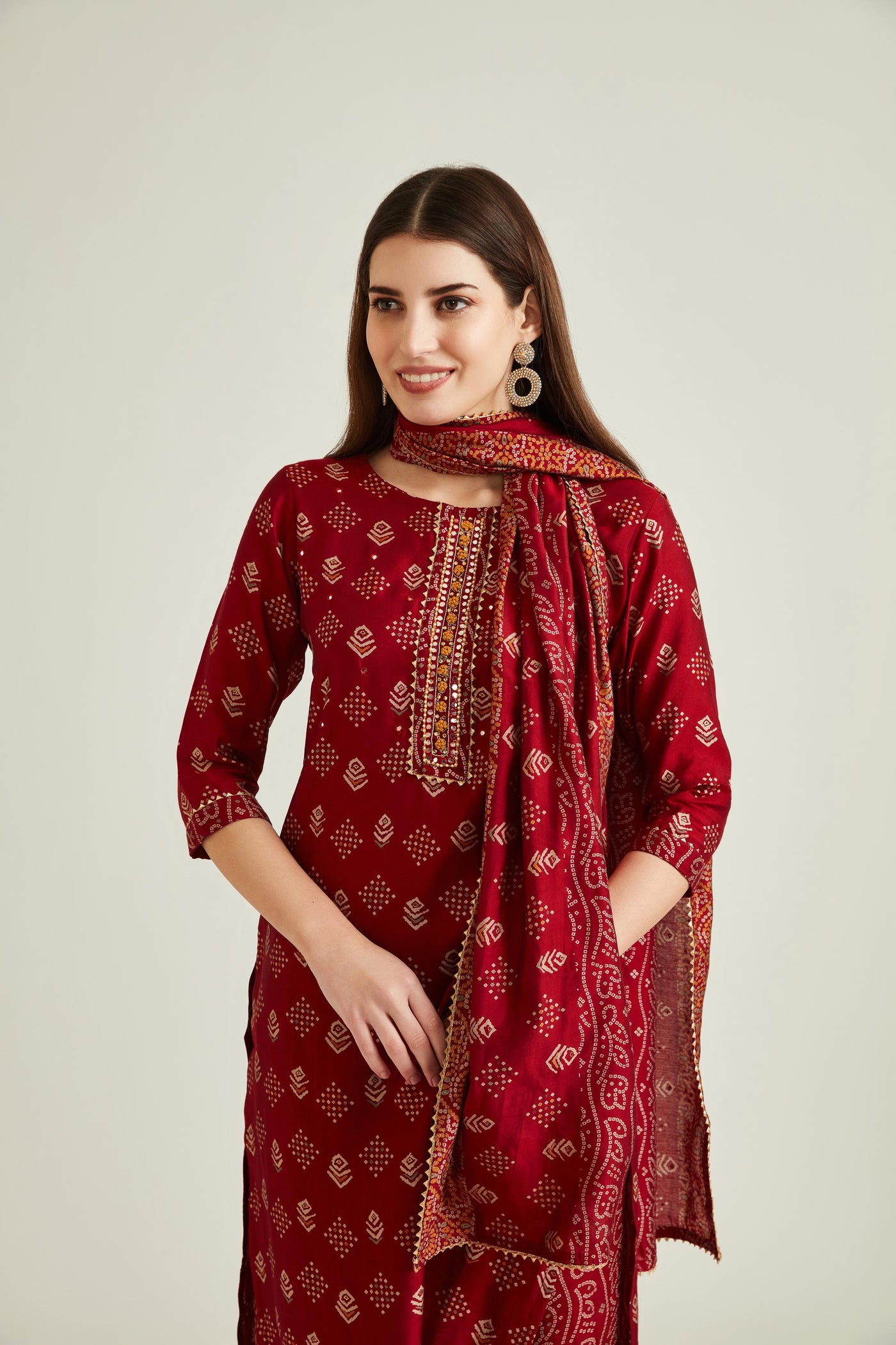 Neeru'S MAROON Colour MUSLIN Fabric SUIT