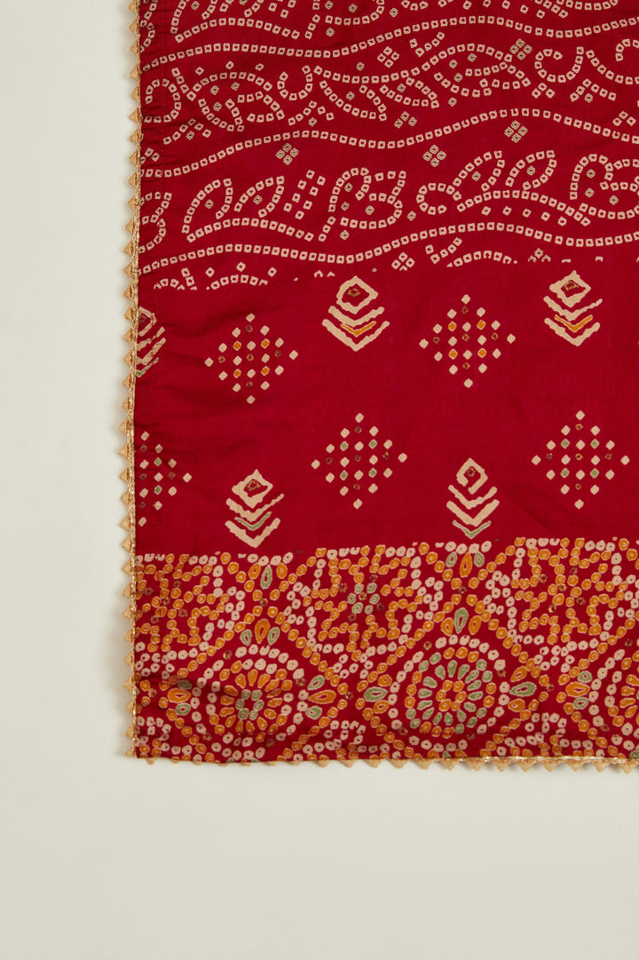 Neerus Maroon muslin mirror work kurta set - detail view 4