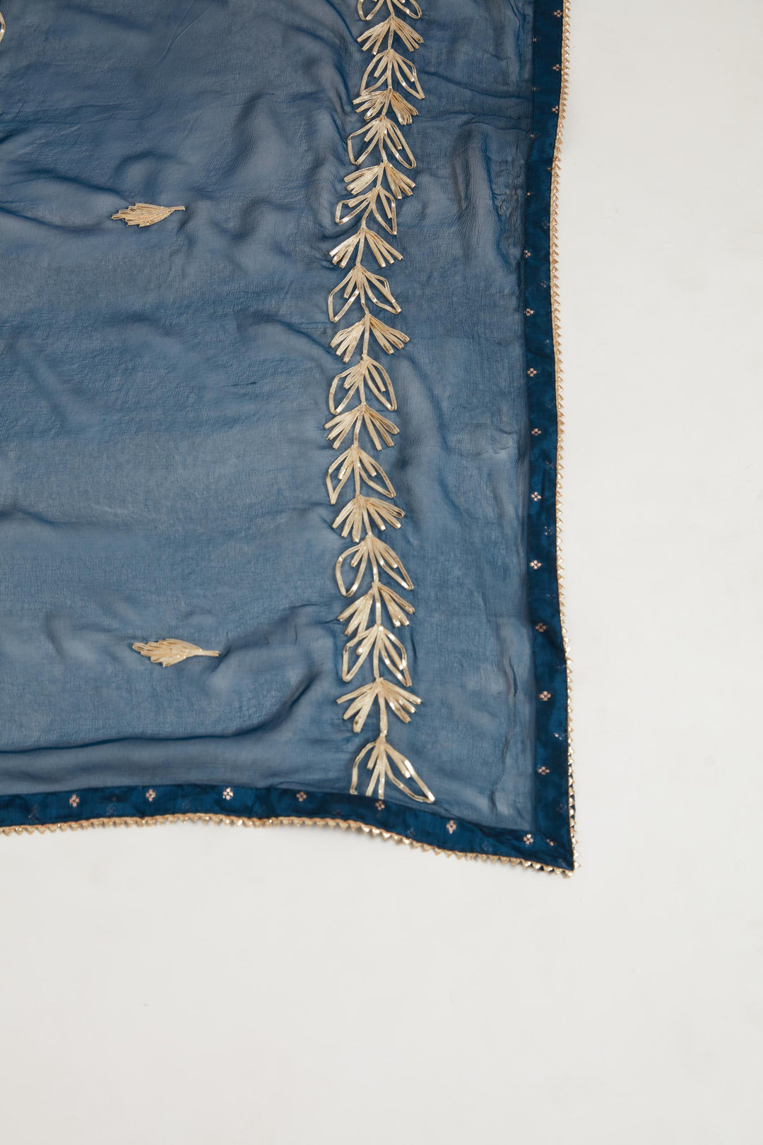 Neerus Blue Chanderi printed suit set - detail view 2