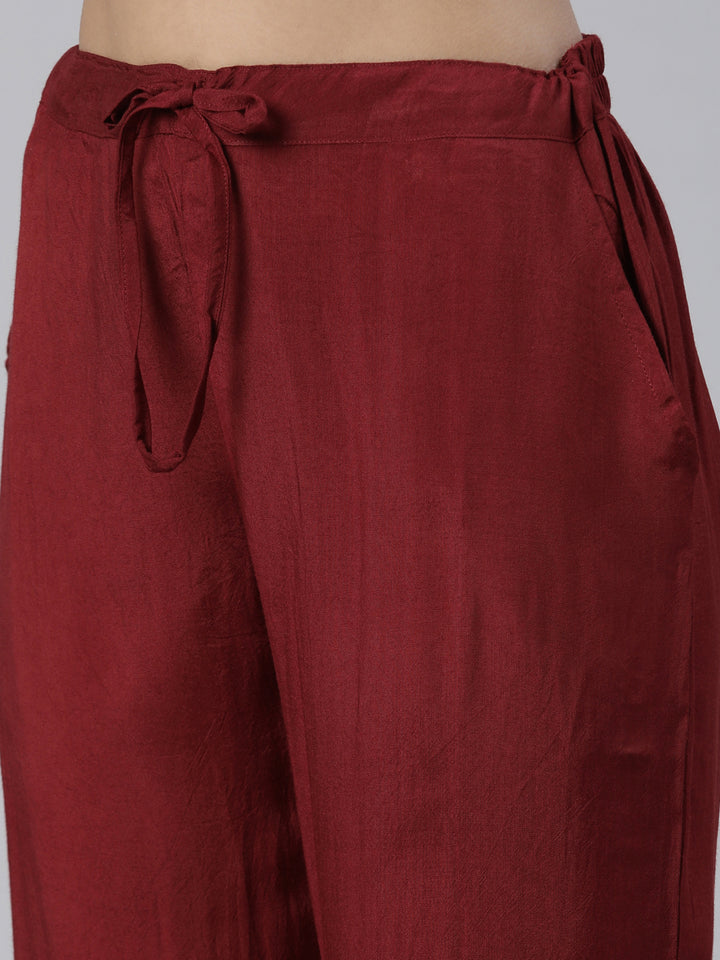 Neerus Maroon Regular Knee Length Printed Readymade suits