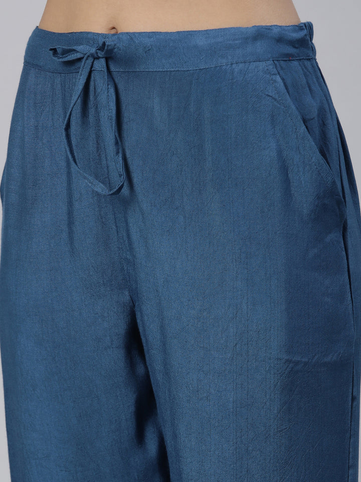 Neerus Blue Regular Knee Length Printed Readymade Suits