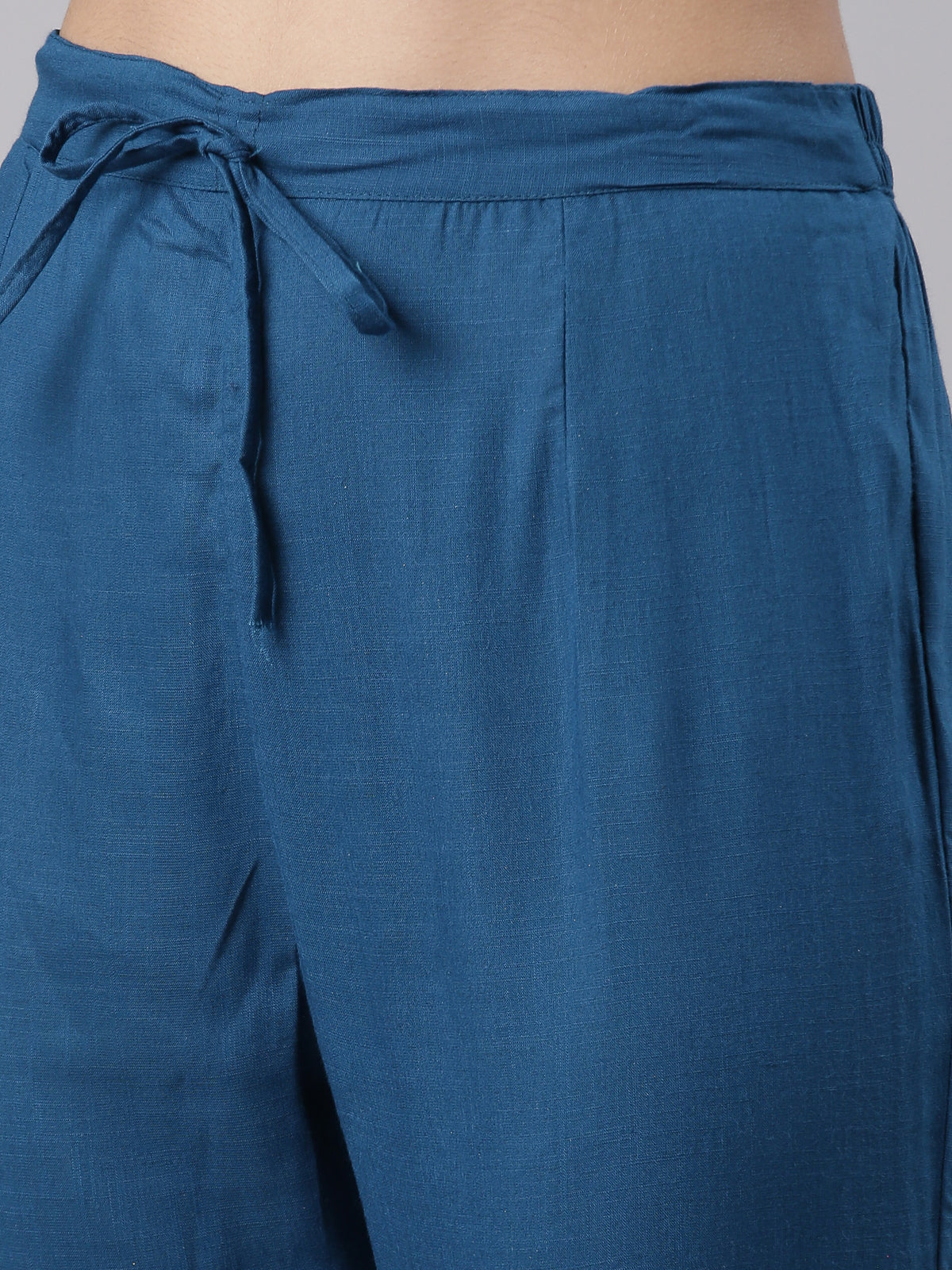 Neeru's Blue Regular Knee Length Printed Kurta Printed Trousers With Dupatta