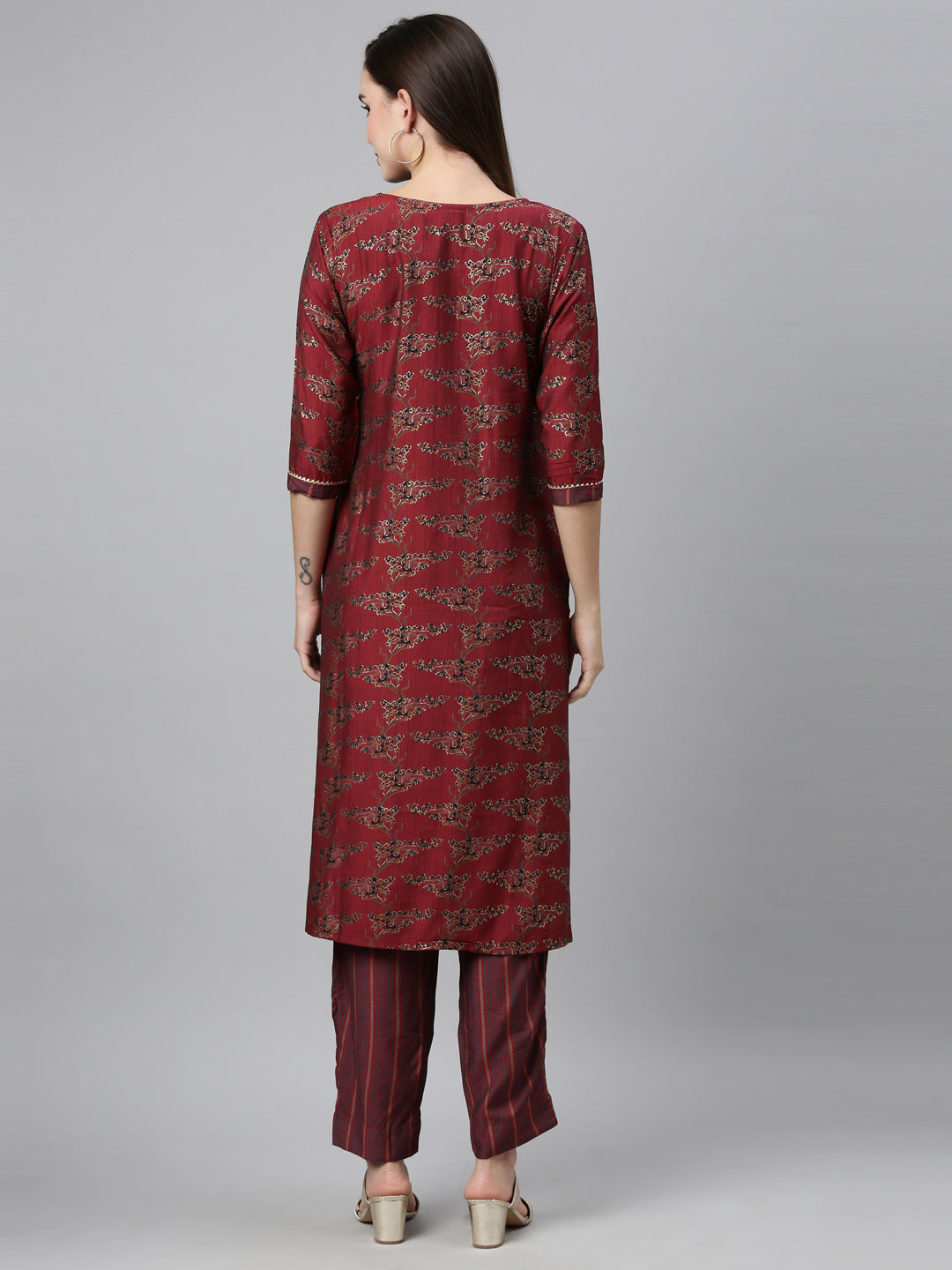 Neeru'S MAROON color, Shantoon fabric Kurta Sets