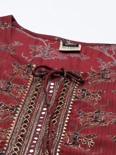 Neeru'S MAROON color, Shantoon fabric Kurta Sets