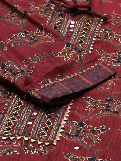 Neeru'S MAROON color, Shantoon fabric Kurta Sets