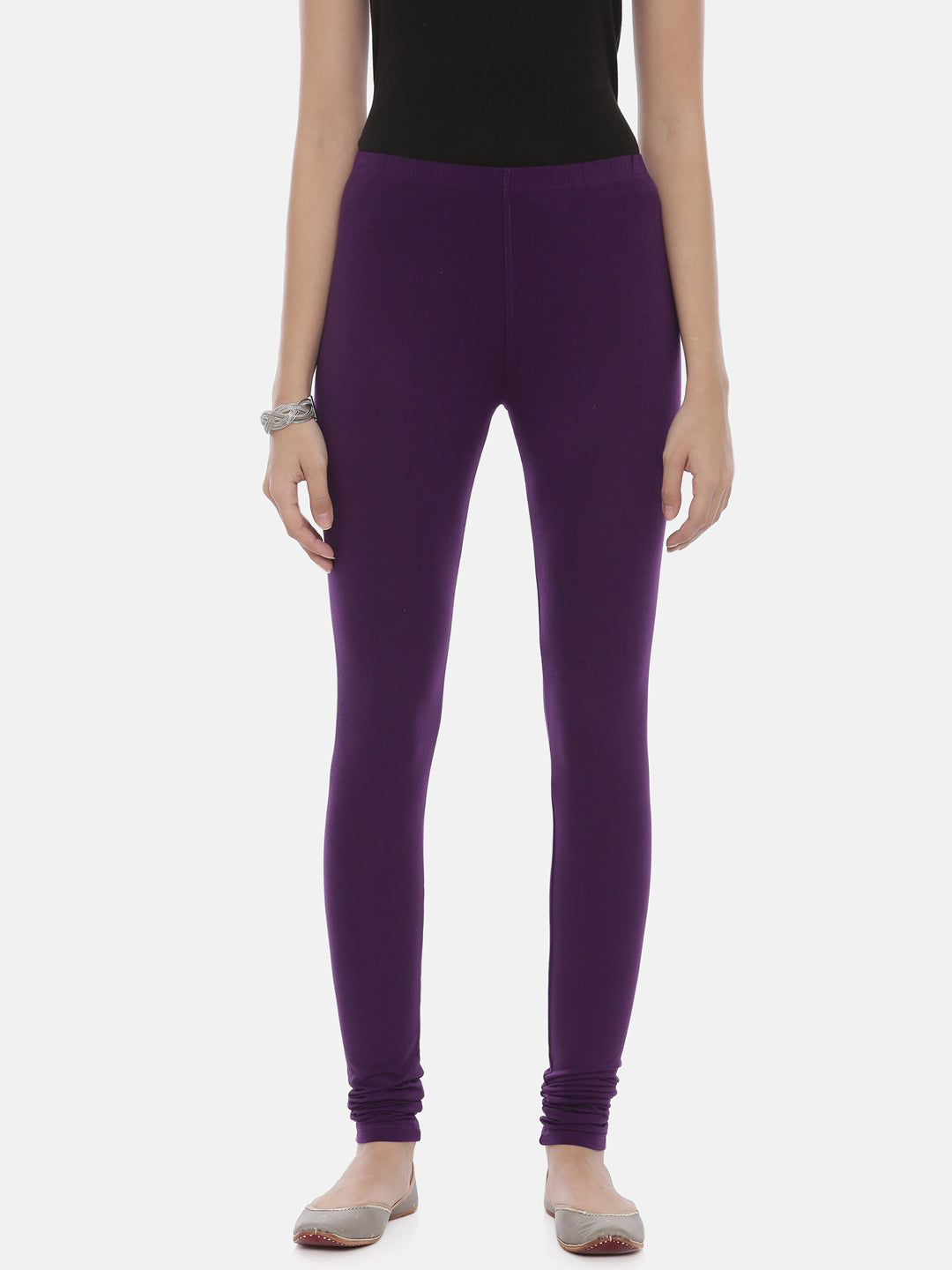 Neerus D Purple Color Lycra Fabric Leggings