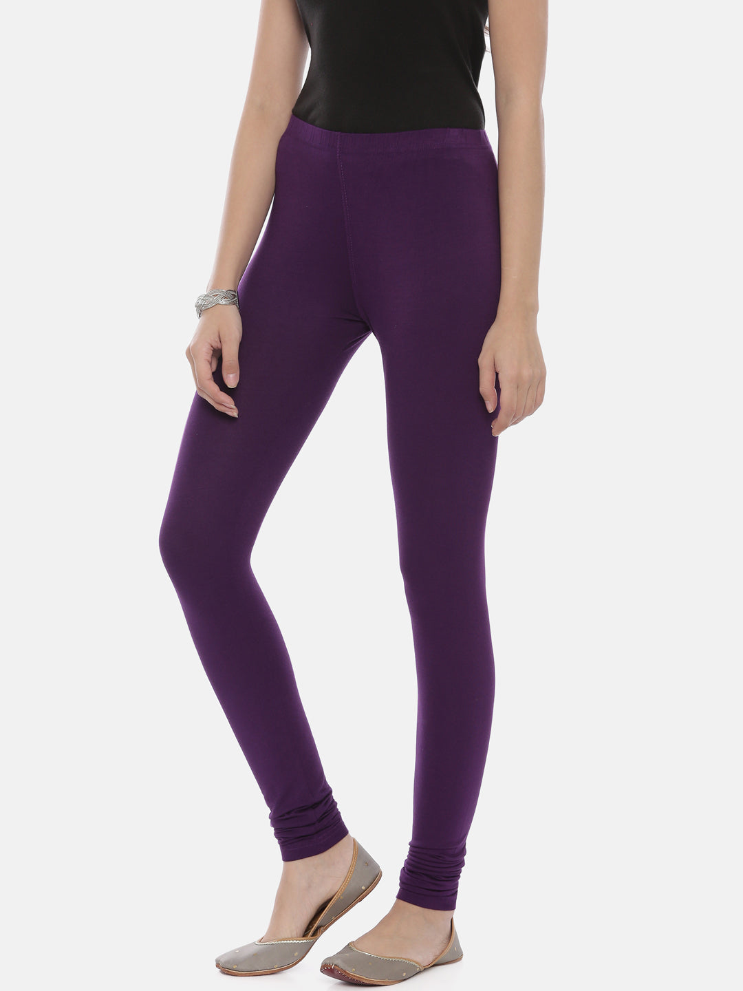 Neerus D Purple Color Lycra Fabric Leggings