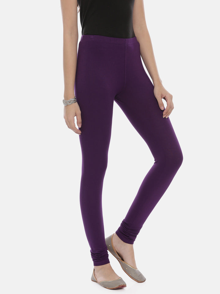 Neerus D Purple Color Lycra Fabric Leggings