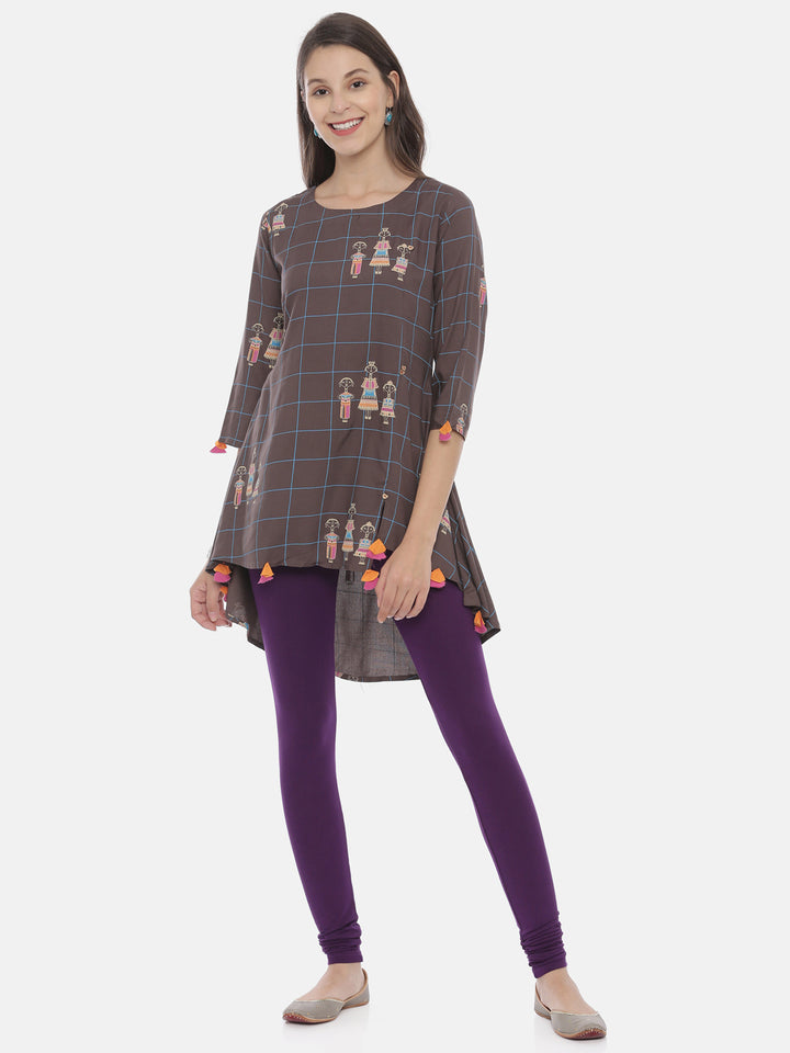 Neerus D Purple Color Lycra Fabric Leggings