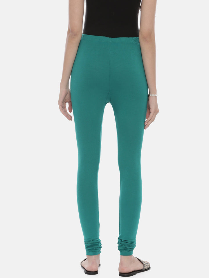 Neerus Green lycra solid leggings bottom - detail view 1