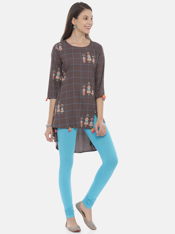 Neerus L Ferozi Color Lycra Fabric Leggings