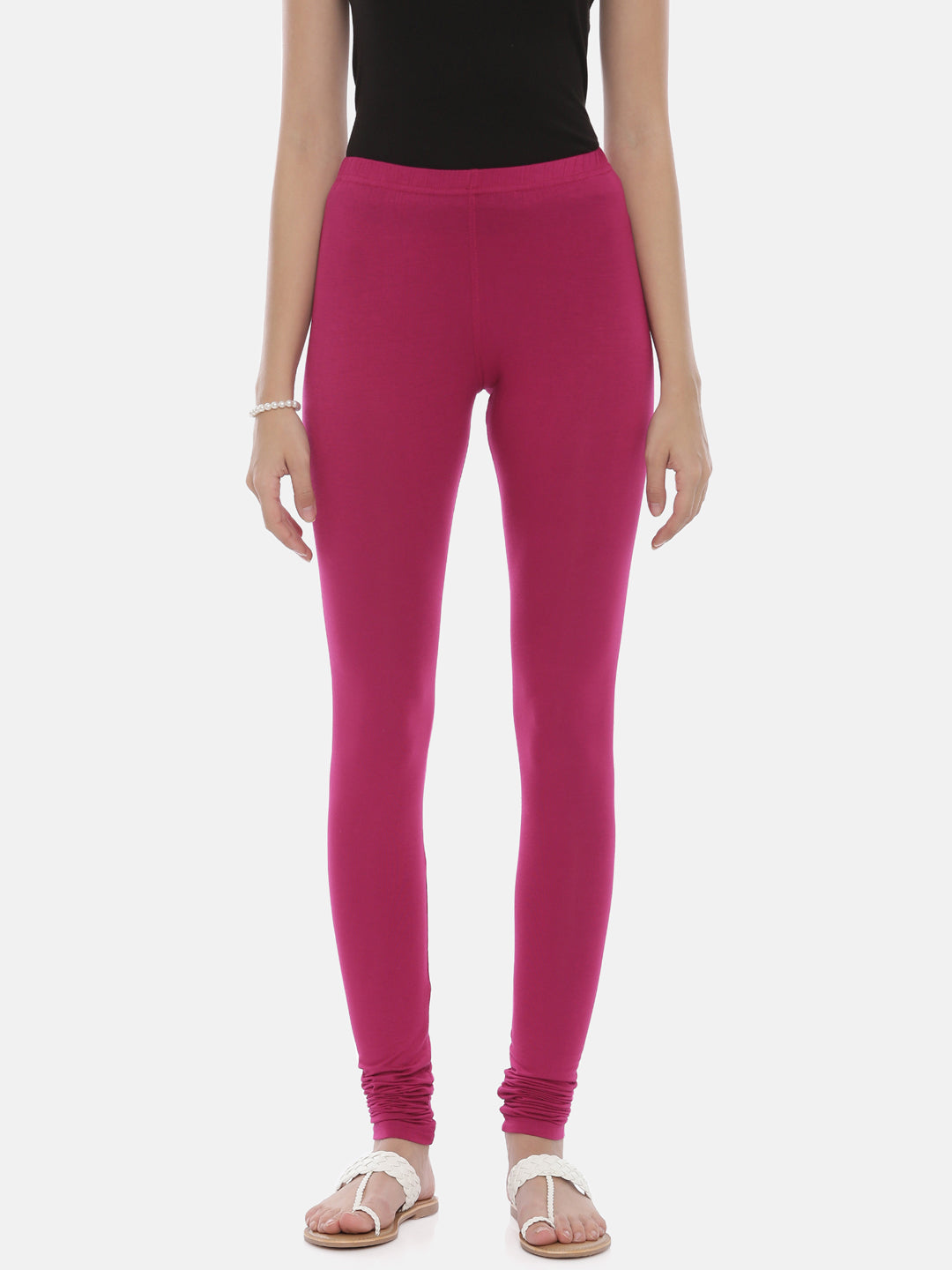 Neerus Magenta Color Lycra Fabric Leggings