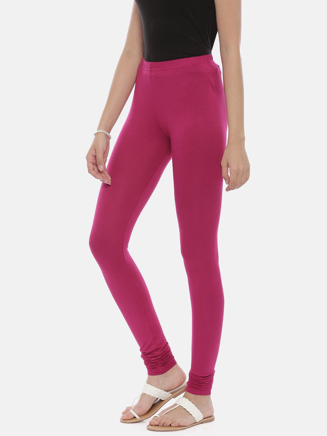 Neerus Magenta Color Lycra Fabric Leggings