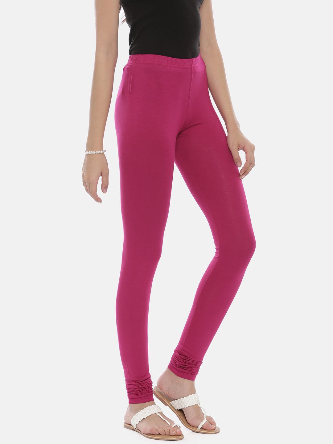 Neerus Magenta Color Lycra Fabric Leggings