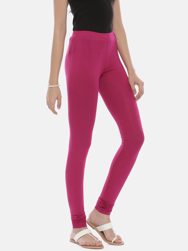 Neerus Magenta Color Lycra Fabric Leggings