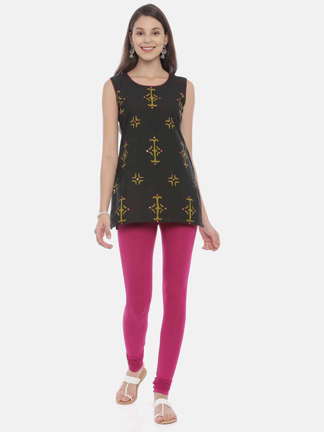 Neerus Magenta Color Lycra Fabric Leggings