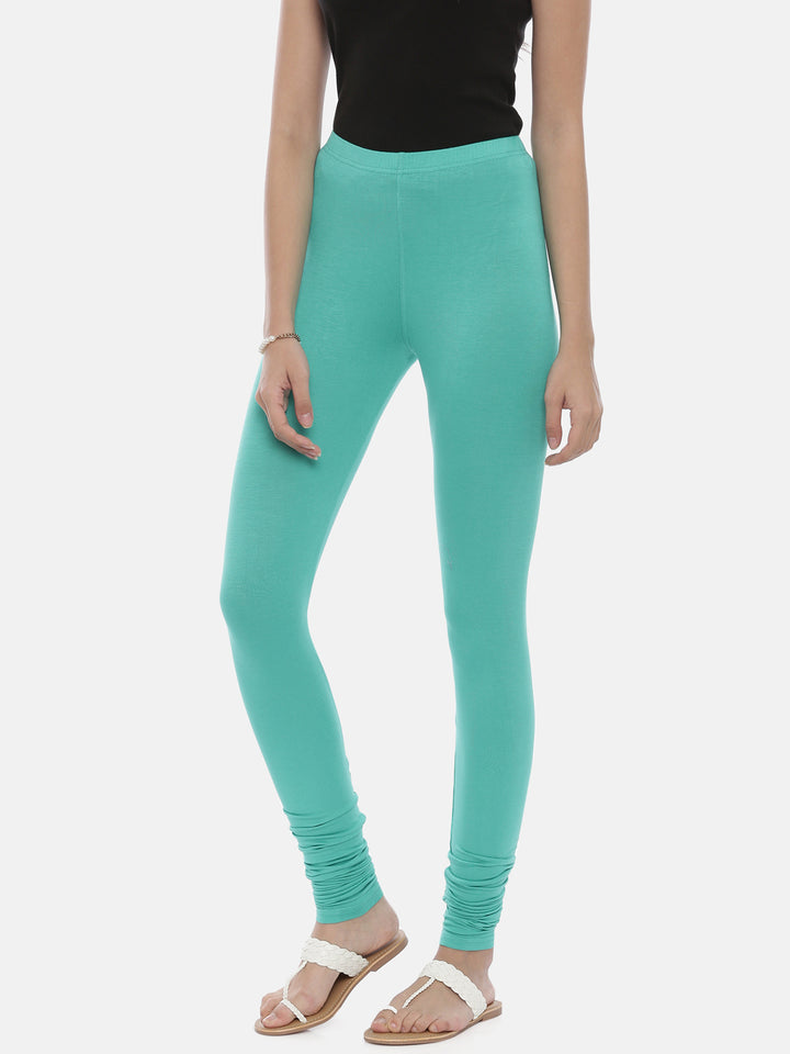 Neerus Mint Color Lycra Fabric Leggings