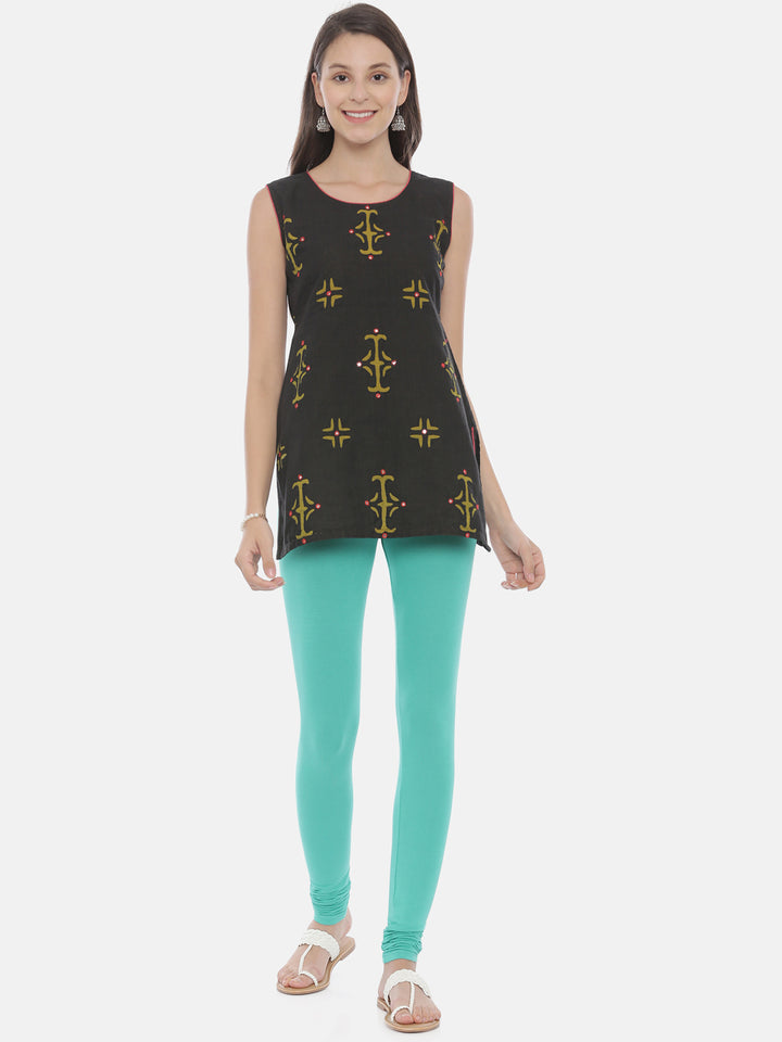 Neerus Mint Color Lycra Fabric Leggings