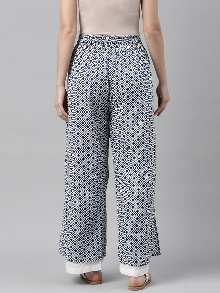 Neerus Indigo Color Cotton Fabric Plazzo