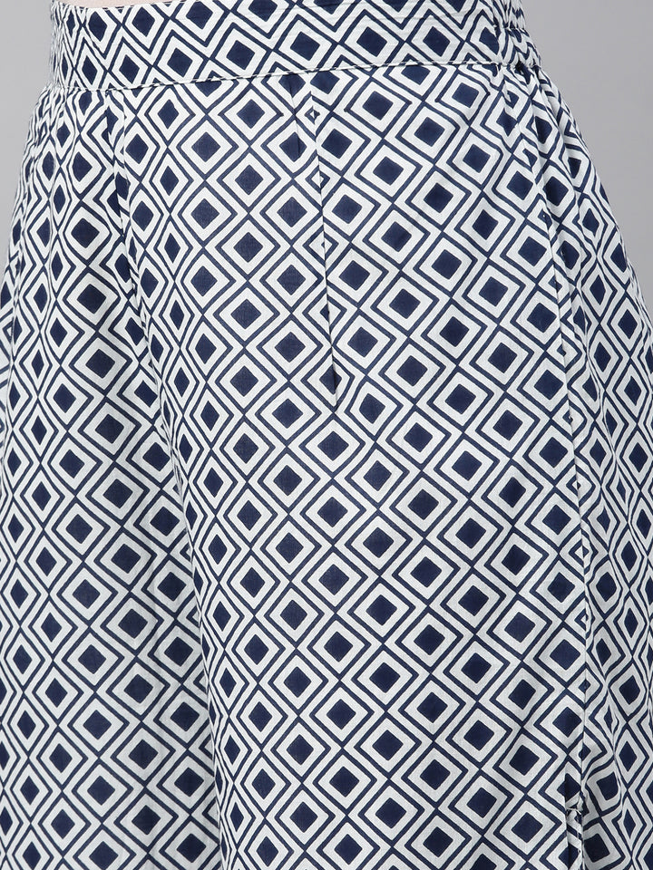 Neerus Indigo Color Cotton Fabric Plazzo