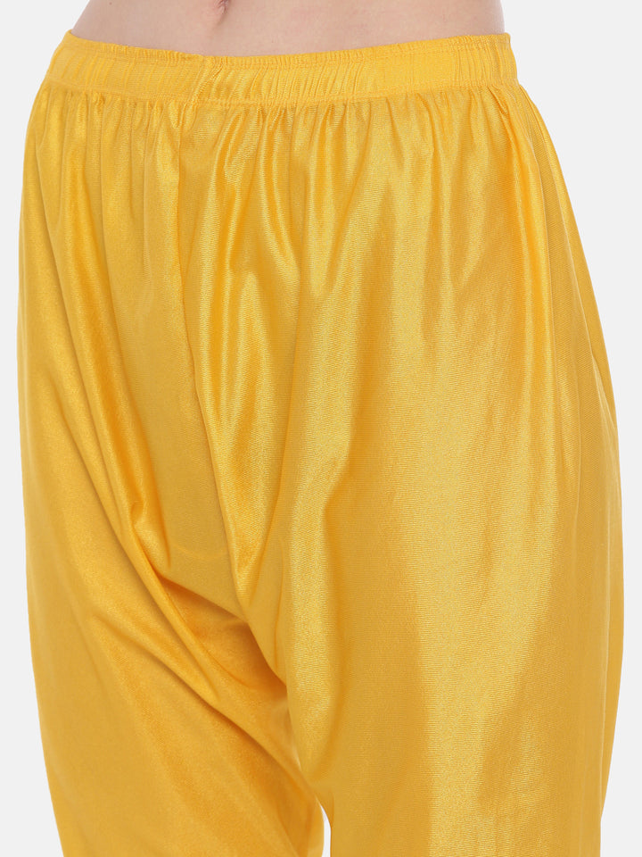 Neerus Yellow Embroidered Kurta With Churidar & Dupatta