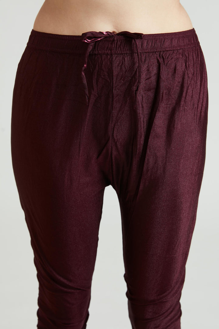 Neerus Wine Color Silk Fabric Anarkali Suit Set