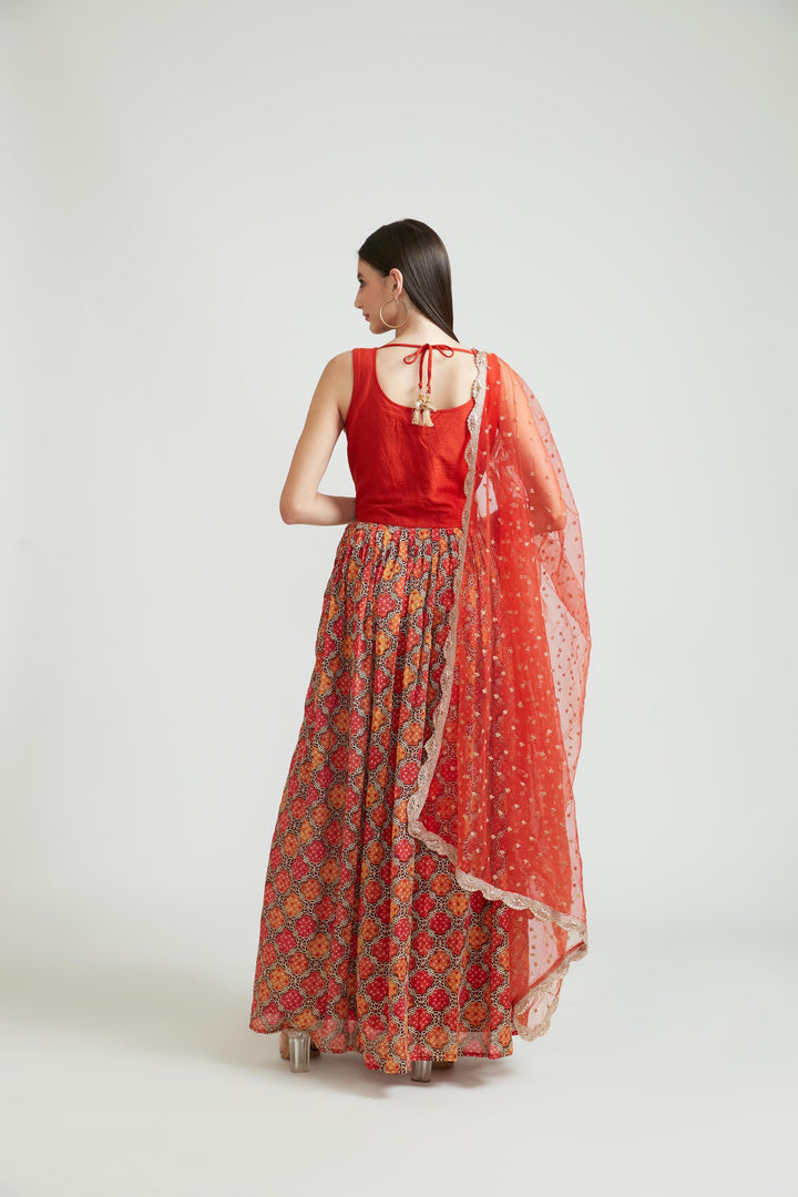 Neerus Red Color Georgette Fabric Anarkali Suit Set