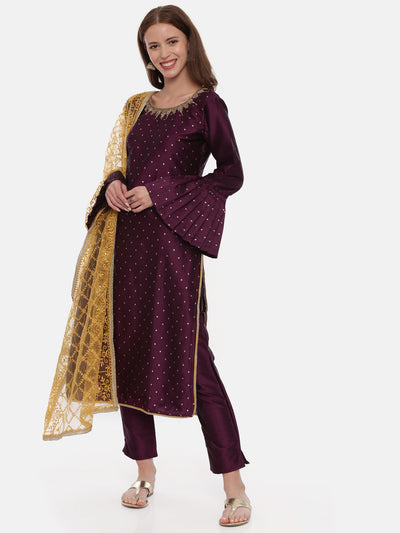 Neeru's Color Silk Fabric Full Sleeves Suit-Pant