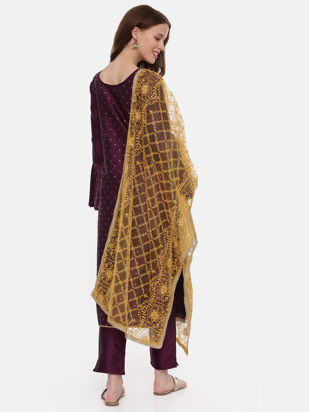 Neeru's Color Silk Fabric Full Sleeves Suit-Pant