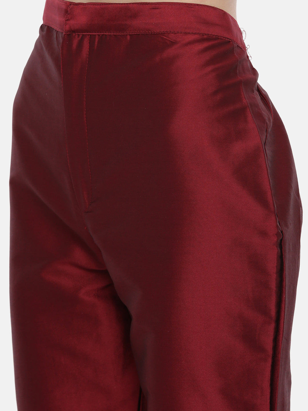 Neerus Maroon cotton woven kurta set - detail view 1