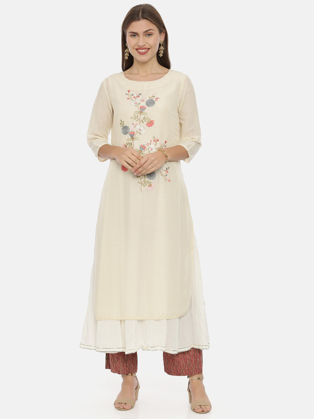 Neeru'S Cream Color, Muslin Fabric Tunic