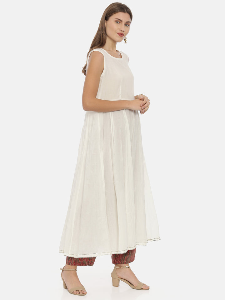 Neerus Beige muslin solid kurti - detail view 1