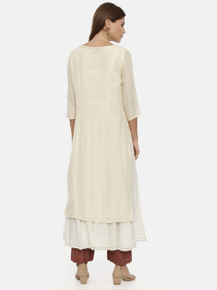 Neerus Beige muslin solid kurti - detail view 2