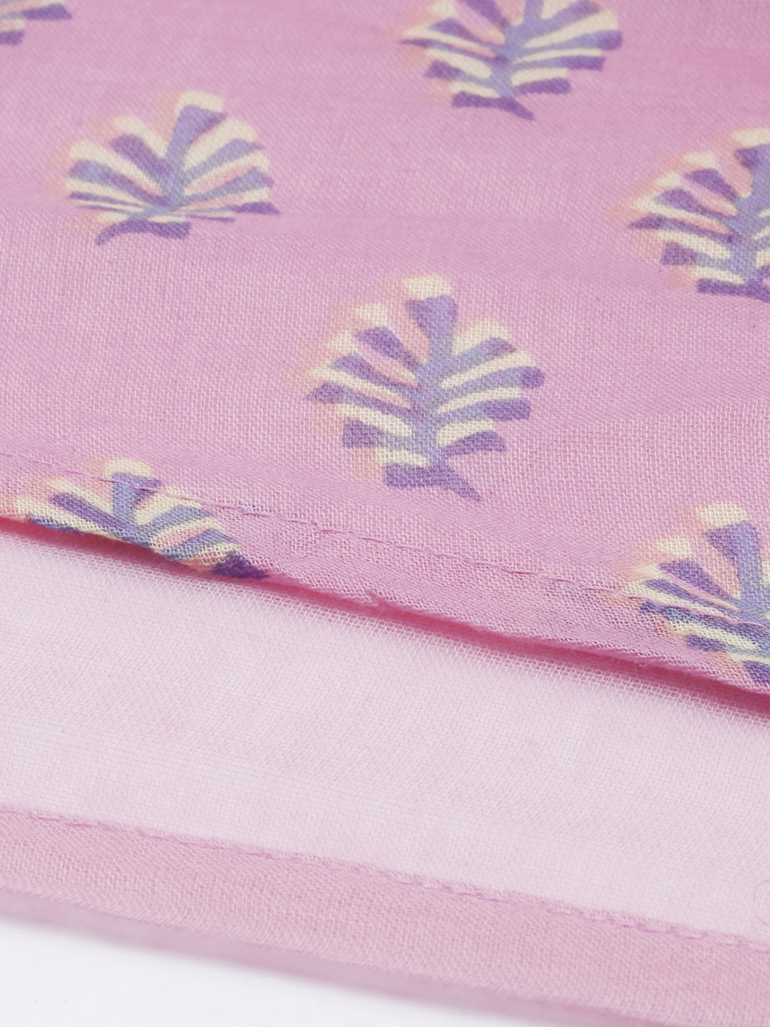Neerus Pink cotton solid tunic dress - side view