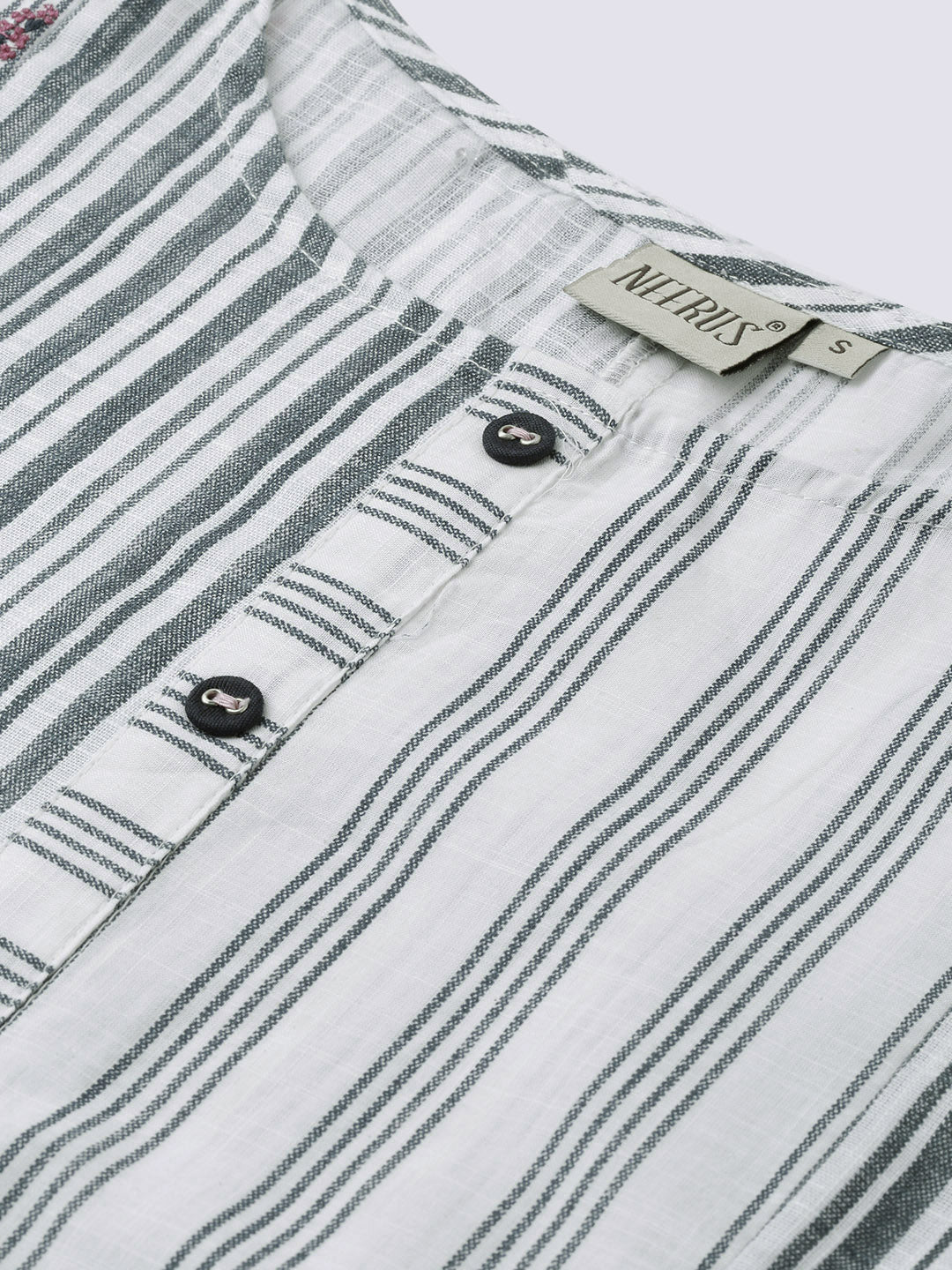 Neerus White Cotton Printed Straight Kurta - back view