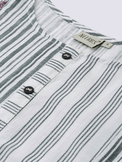Neeru's White Striped Straight Kurta