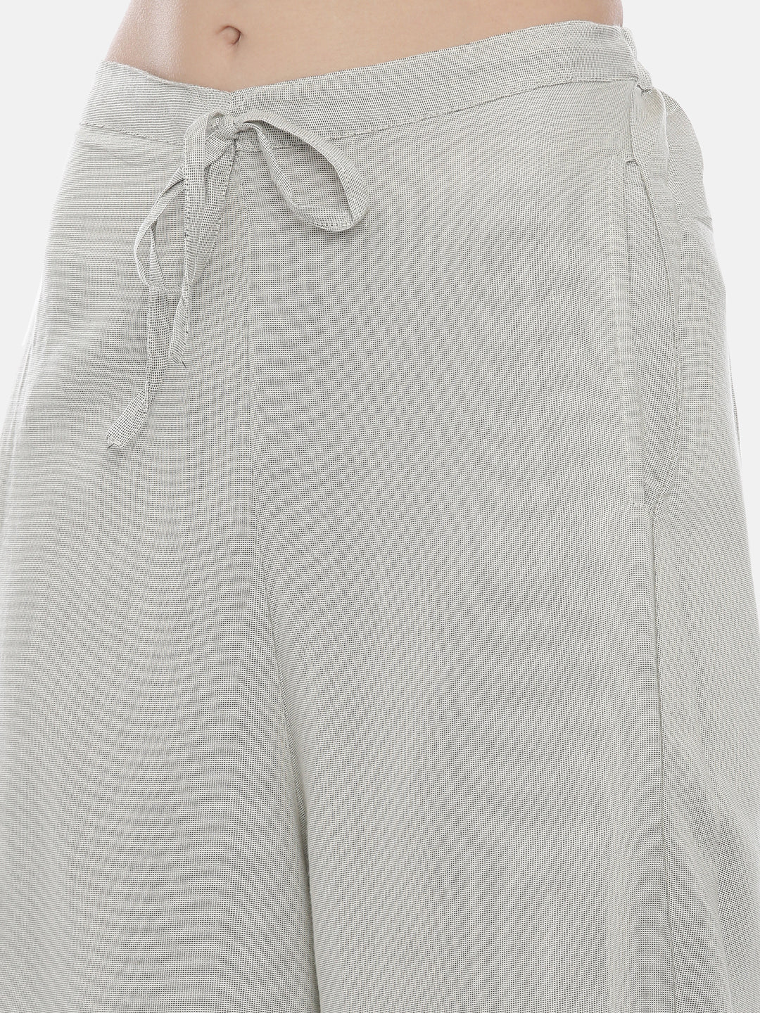 Neerus Grey cotton embroidered kurta set with palazzo - detail view 4
