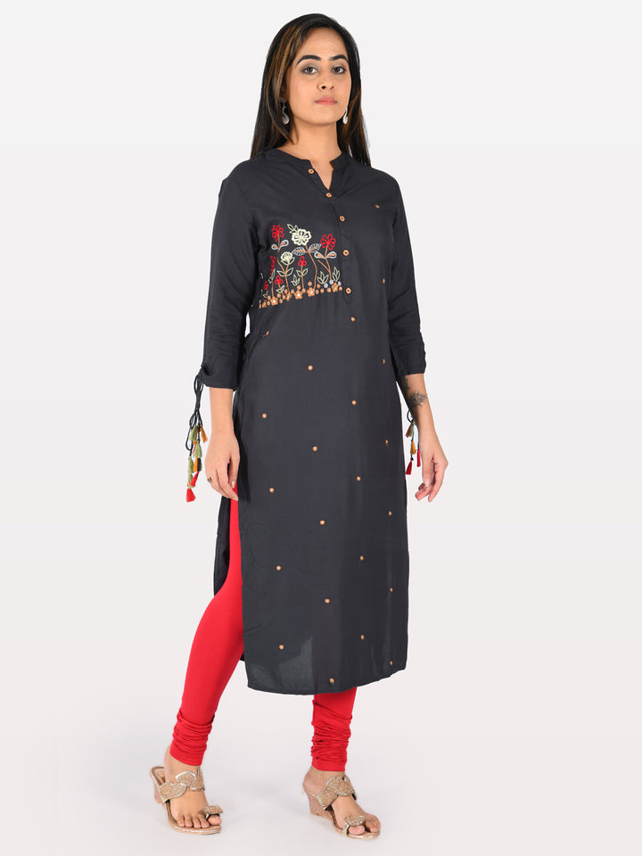 Neerus Women Navy Blue Color Rayon Fabric Tunic "46"