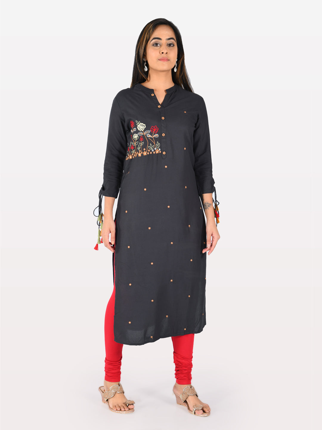 Neerus Women Navy Blue Color Rayon Fabric Tunic "46"