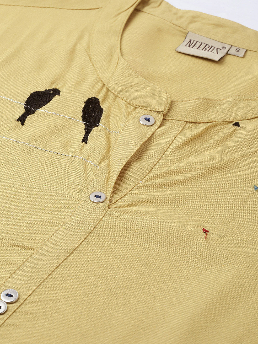 Neerus Yellow Embroidered Straight Kurta