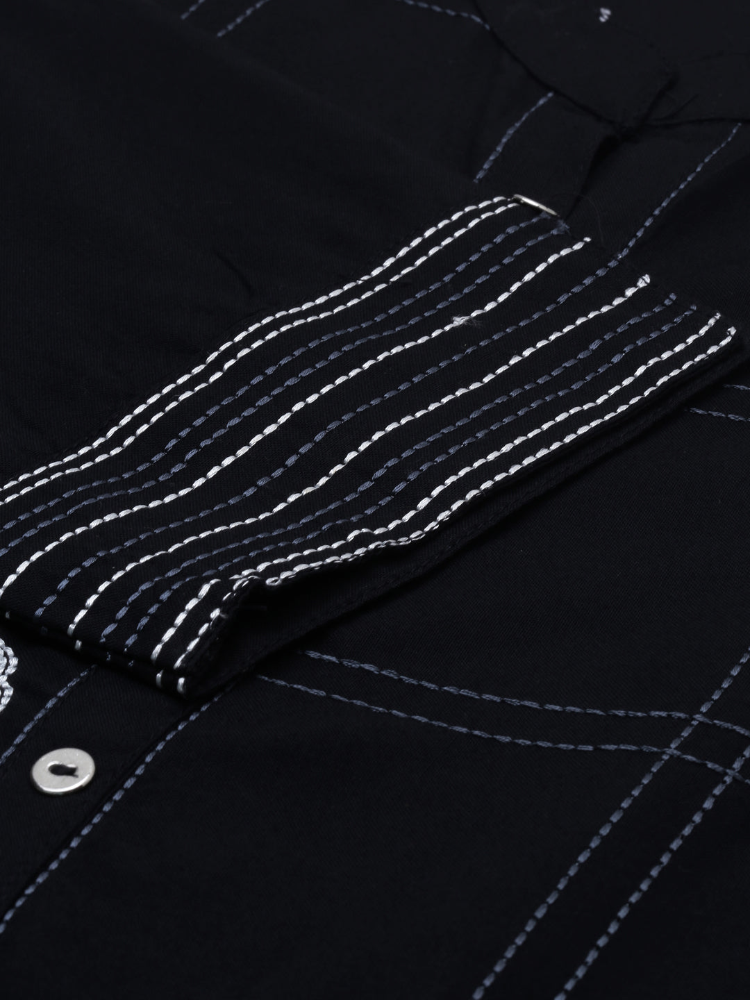 Neerus Black embellished zari straight kurta - detail view 1