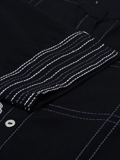 Neeru's Black Zari Straight Kurta
