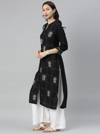 Neeru's Black Zari Straight Kurta