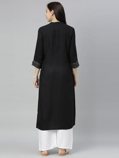 Neeru's Black Zari Straight Kurta