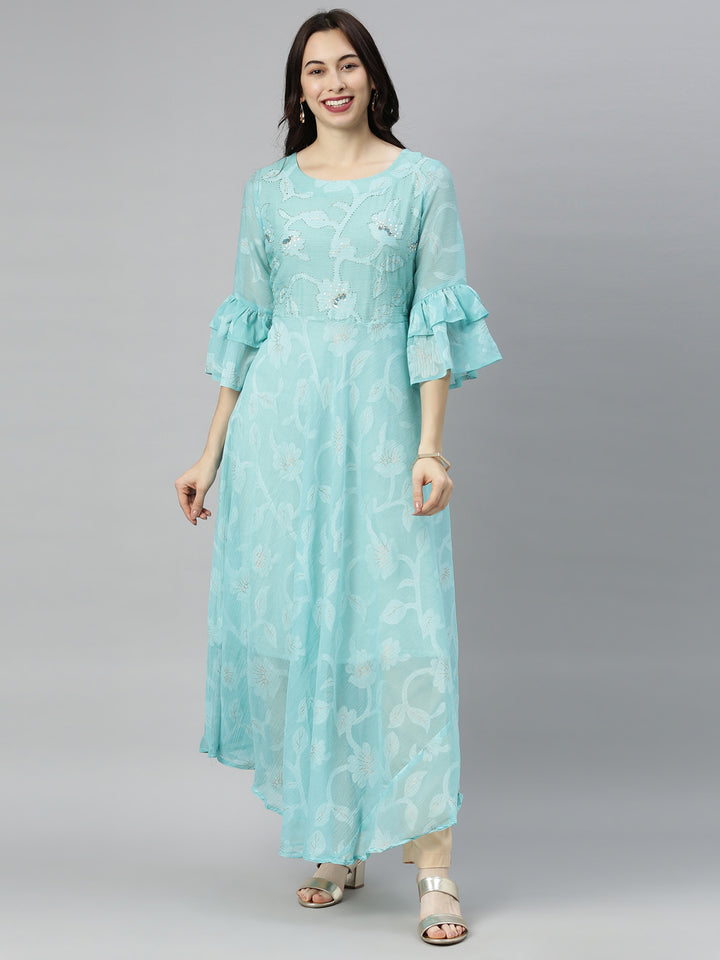 Neerus Rama Colour Chiffon Fabric Tunic "52"