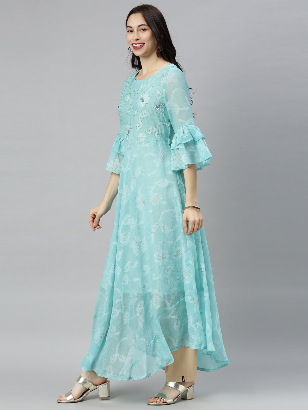 Neerus Rama Colour Chiffon Fabric Tunic "52"