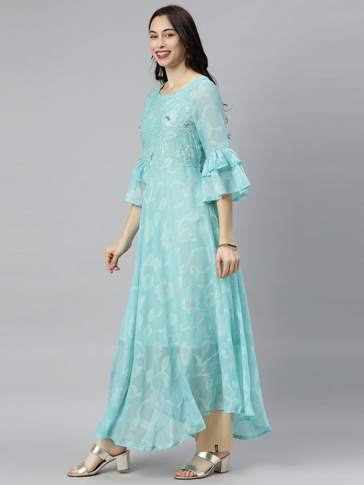 Neerus Rama Colour Chiffon Fabric Tunic "52"