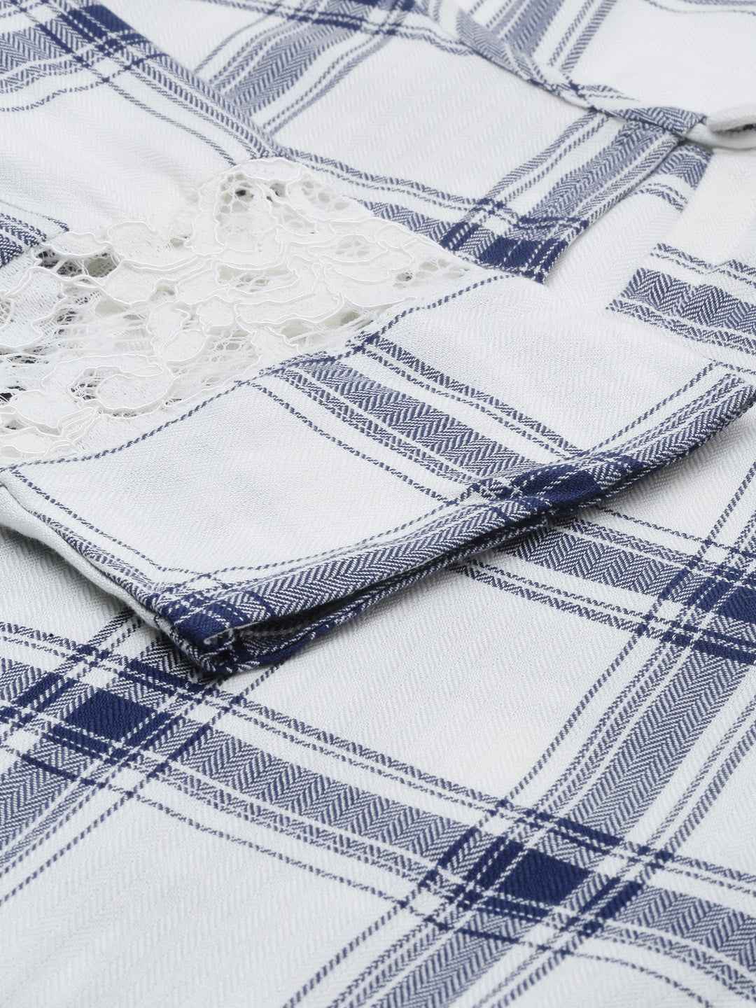 Neerus White Embroidered High Low Kurta