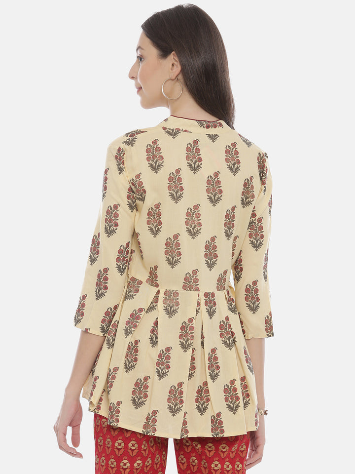 Neerus Beige Muslin solid straight Kurti - detail view 2